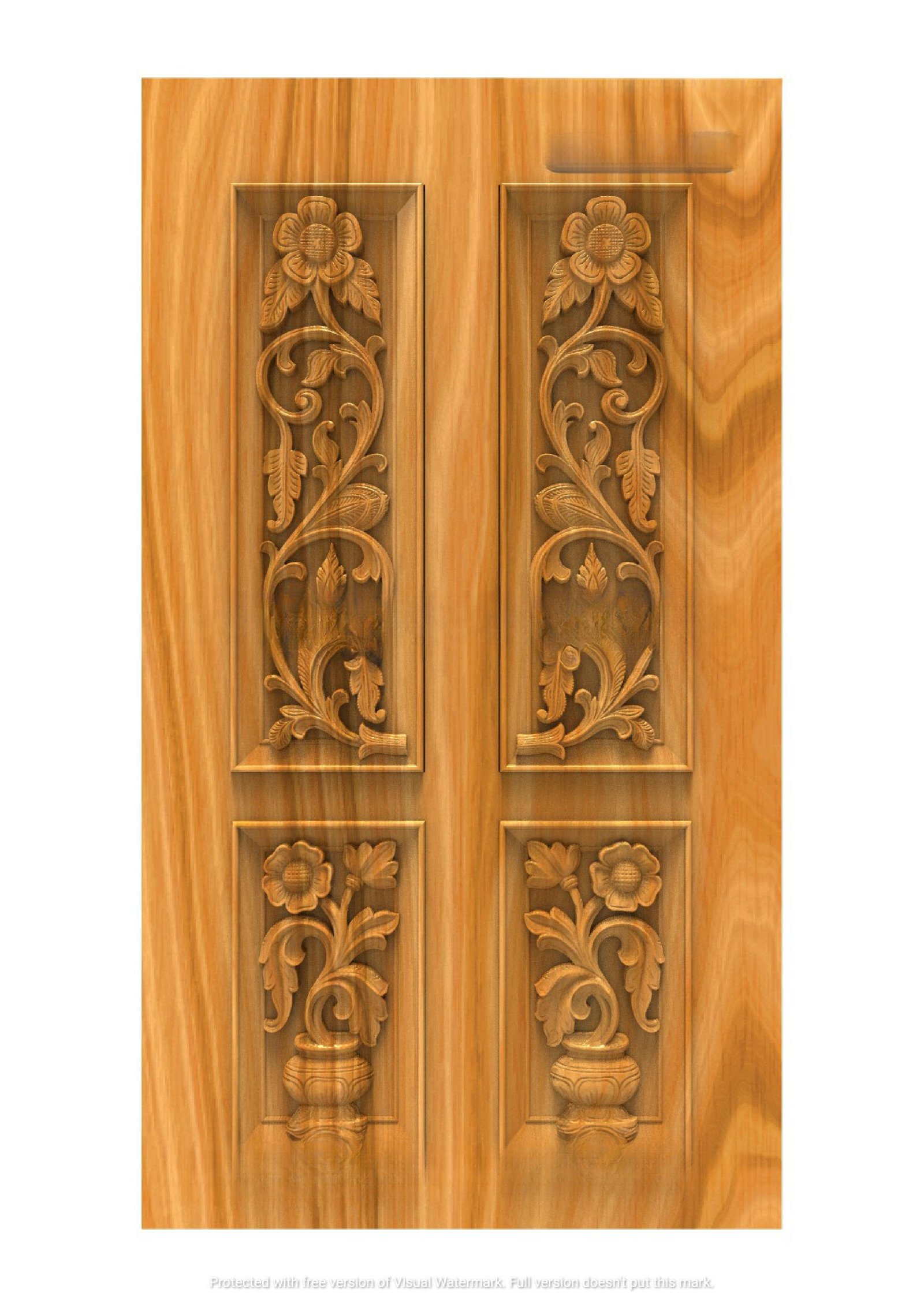 GSK DELITE DOORS - DL-24 Floral Elegance Carved Wooden Door 3D Model